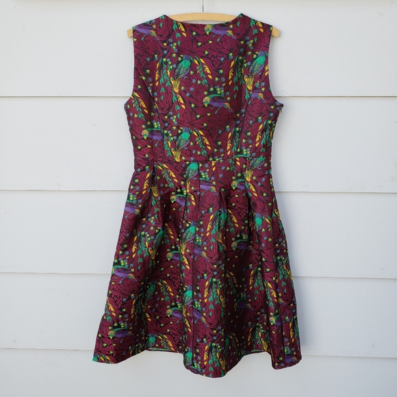 NWT Coeur de Vague Peacock Print Fit & Flare Dress - Picture 8 of 8